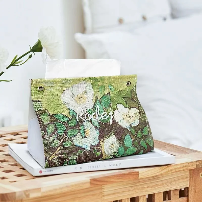 

Ins Paper Box Oil Painting Tissue Cover Living Room Household Car Toilet Napkin Box Paper Box Paper Tissue Box