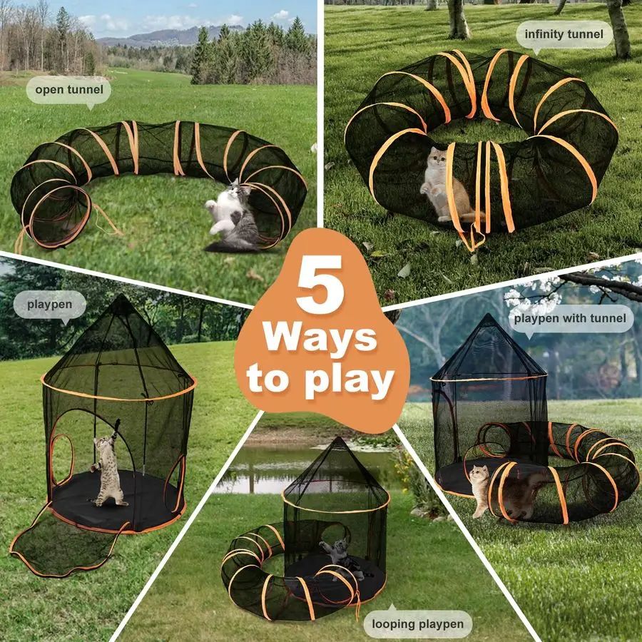 고양이 야외 활동장 터널 대형 애완동물 텐트 실내외 겸용 캐슬 플레이펜, 강아지, 고양이, 새끼 고양이, 토끼를 위한 휴대용 놀이집