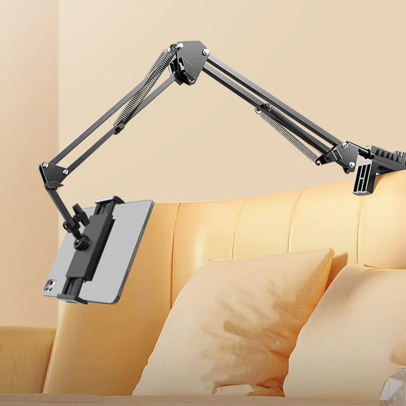 iPad Tablet Stand for Desk & Bed Dual Use Adjustable Lazy Bedside Streaming & Watching Stand with Phone Holder