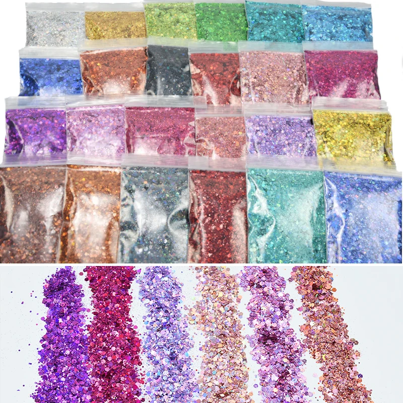 

100g Holographic Chunky Glitter Mix Size Sparkling Sequin Face/Body/Eye/Hair Nail Festival Bulk Glitters Iridescent Slice Flakes