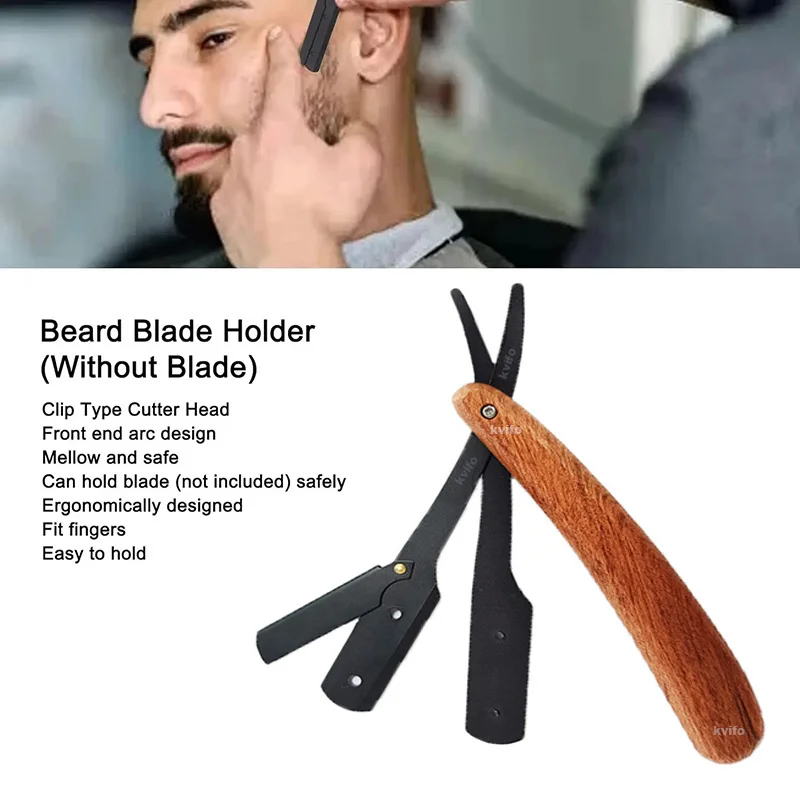 1 handle +10/20 blade Wood Men Shaving Barber Tools Hair Razor Folding Shaving Knife Stainless Steel Straight razor Holder