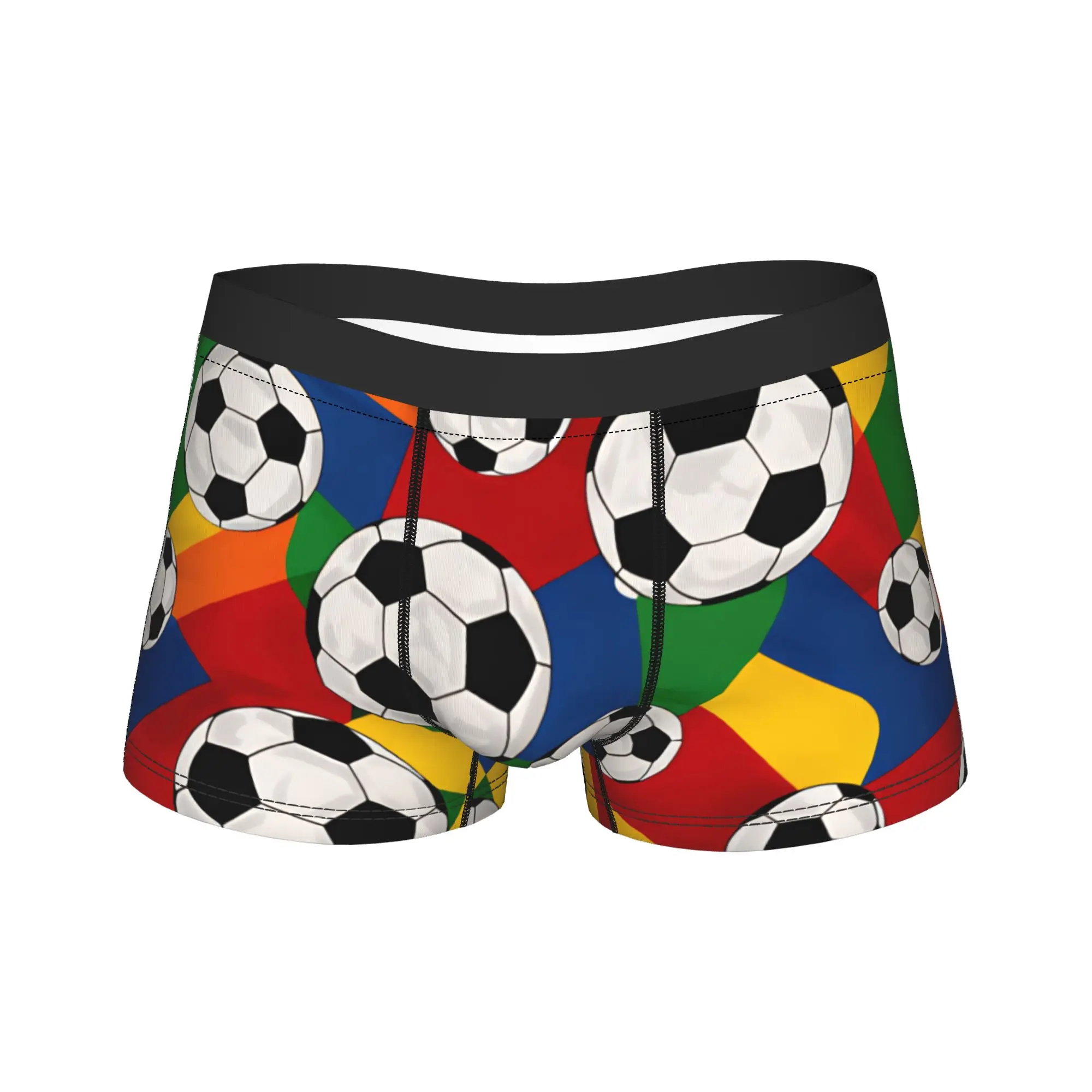 Soccer Ball Colorful Geometric Background Underwear  Funny Underpants Design Shorts Briefs For Men Pouch Plus Size Boxer Shorts