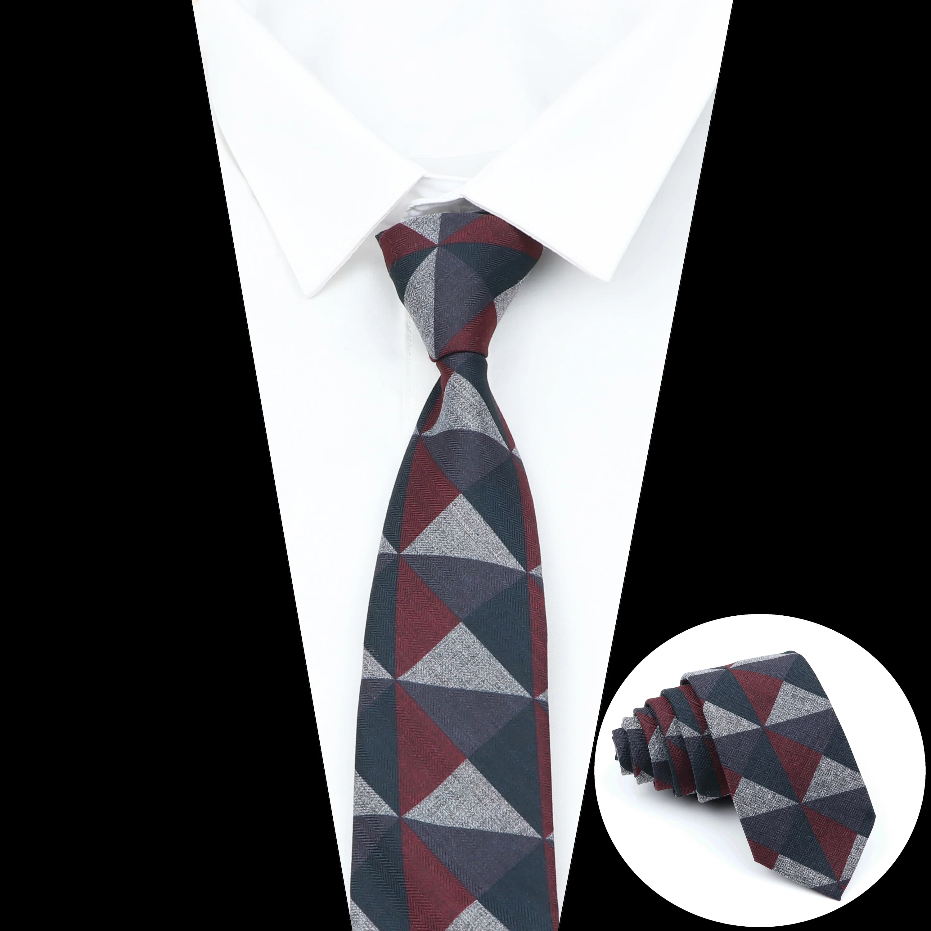 Super Soft Wool Cotton Tie Plaid Diamond Striped Men 6cm Slim Necktie Red Blue Dark Color Tuxedo Suit Male Gift Shirt Accessory