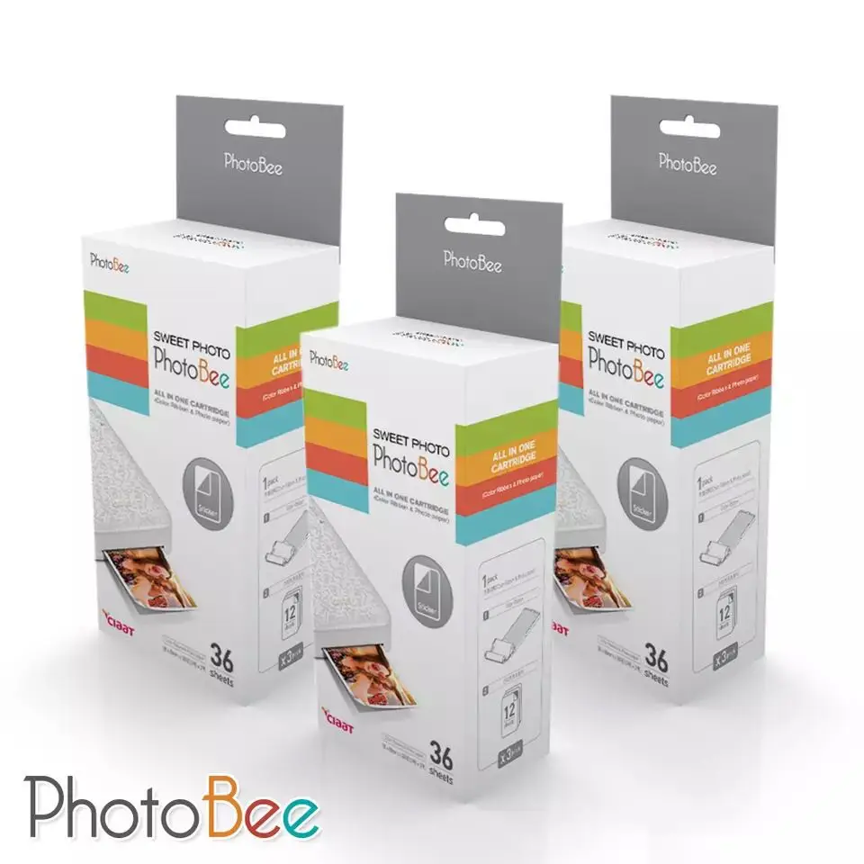 Top! 108Sheets Photo Paper and 9pcs Ink Cartidge For PhotoBee Photo Printer Inkless Printing Android IOS Printers