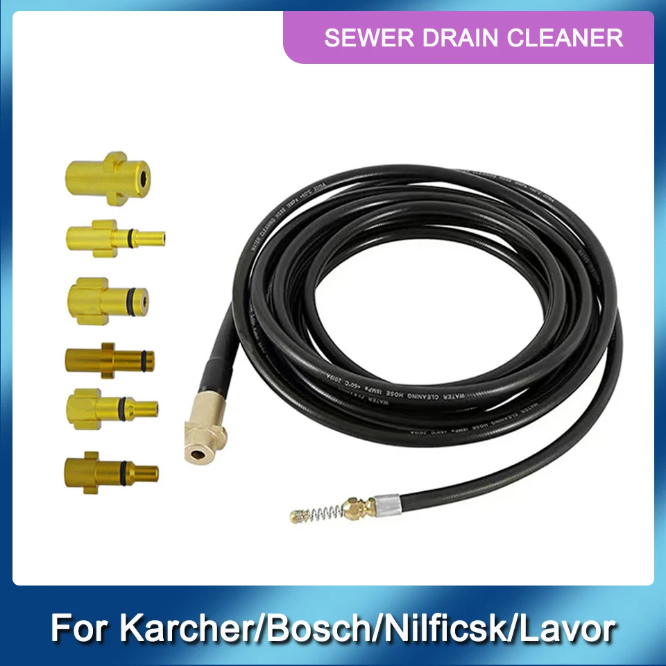 

10m High Pressure Washer Sewer Drain Cleaner for Bosch/Nilficsk/Lavor/Karcher Hose Pipe Line Cleaner Sewage Jetter Hose Car Wash