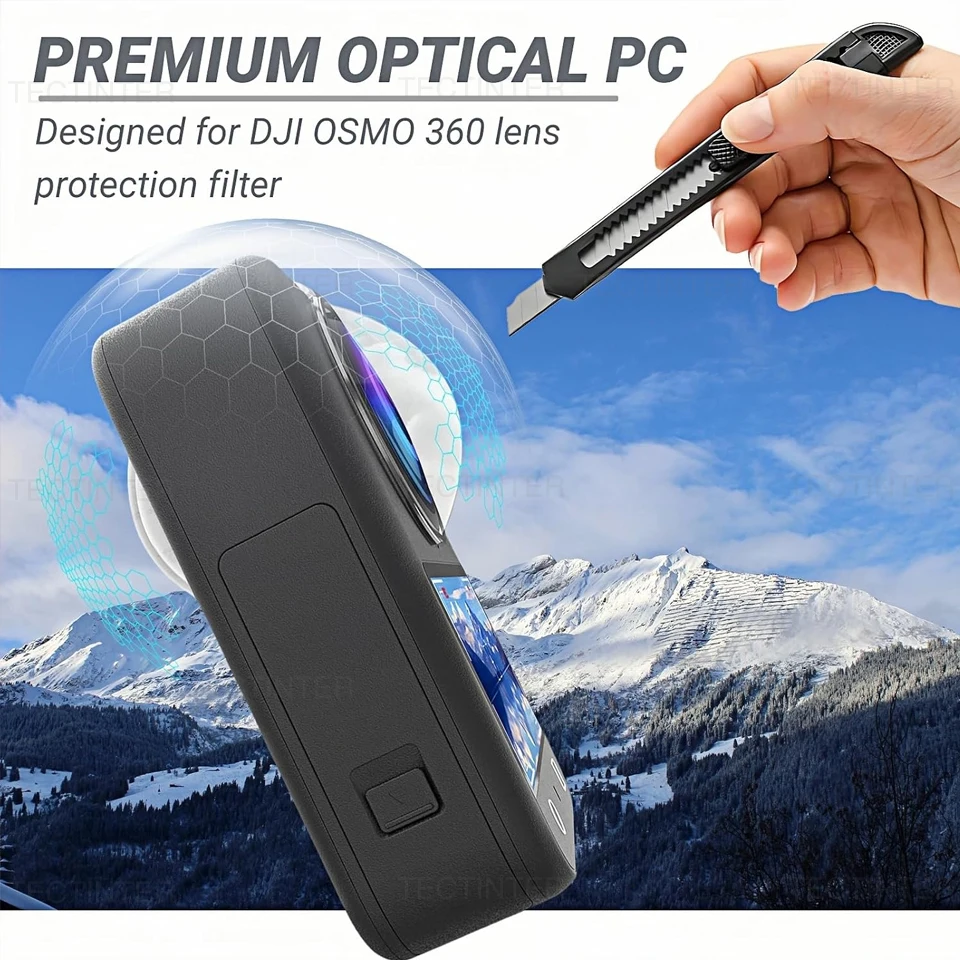 Transparente PC-Objektivschutzabdeckung für DJI OSMO 360 Kratzfeste Schutzhülle Wasserdichter Objektivschutz für DJI OSMO 360 Kamera – Detail 3