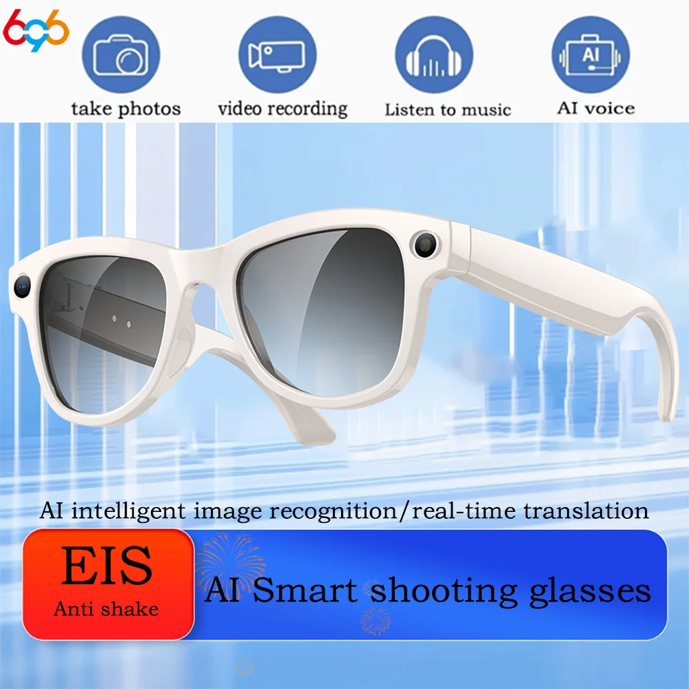 

696 New Smart Glasses 800W Pixel 4K HD Camera Take A Photo Video Recording Real-time Translation EIS Anti Shake Blue Tooth Call