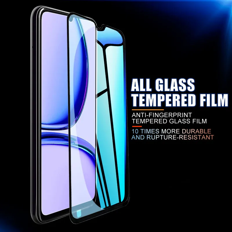 2Pcs Full Cover Glass For Realme C51 C53 C55 C30 C31 C33 C35 C20 C21 C25 Screen Protector Realme C25s C30s Tempered Glass Film