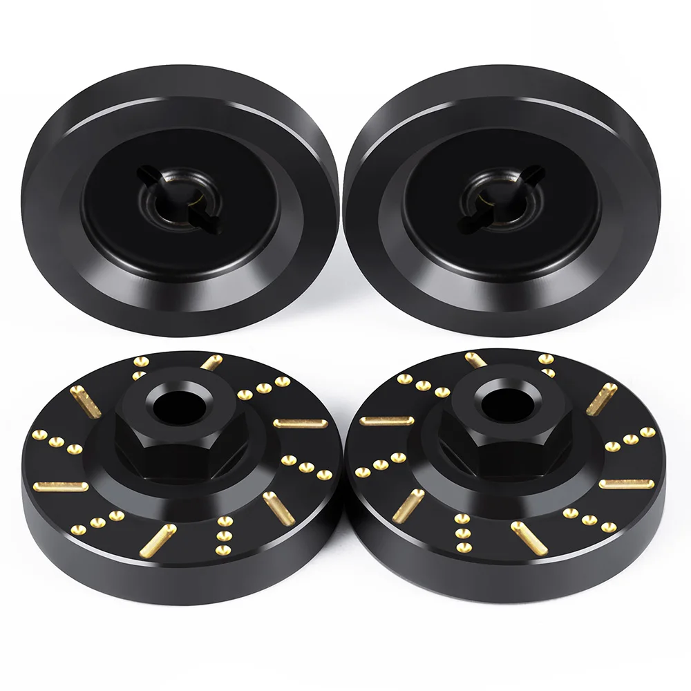 AXSPEED 4Pcs Black Coating Brass Counterweight Wheel Hex Hub Axle Adapters for FMS FCX18 1/18 FCX24M 1/24 RC Car Model