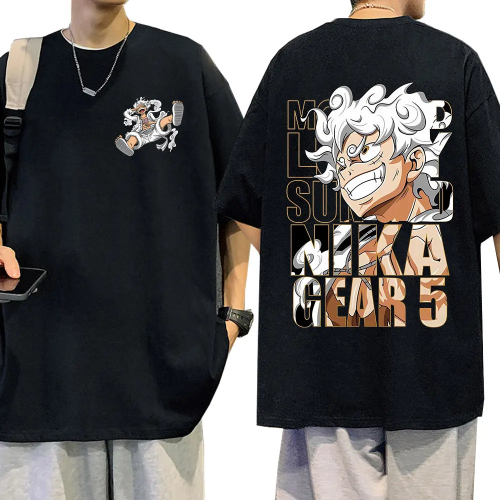 2026 Neues One Piece Monkey D. Luffy Sonnengott Nika Gear 5 Bedrucktes Kurzarm-T-Shirt für Herren und Damen – Y2K Oberteil