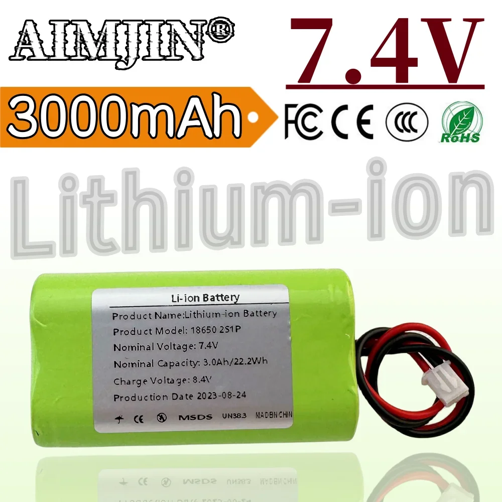 

18650 2S1P 7.4V 3000mAh XH2.54-2P Plug Lithium-ion Battery Pack, Suitable for Projectors, Speakers, Wireless Monitoring etc