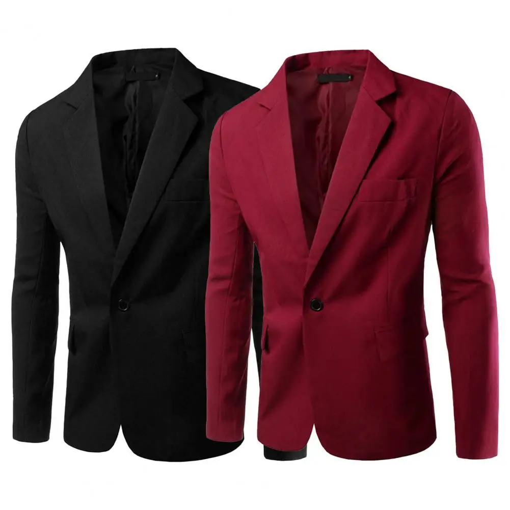 

Terrific Suit Coat Cardigan Winter Blazer Pure Color Colorfast Spring Suit Coat Wash-and-wear