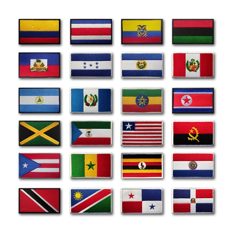 World europe africa countries flags Patch Badges Hook Loop Peru El Salvador Panama Bulgaria Kuwait Colombia Armband Backpack