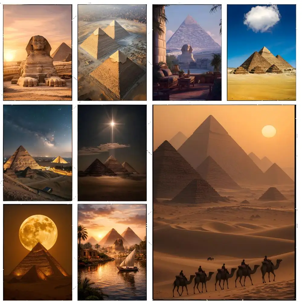 Iconic Landmark Egypt Pyramids Poster Premium Decor Art & Gift for Household Lounge Home Ornaments