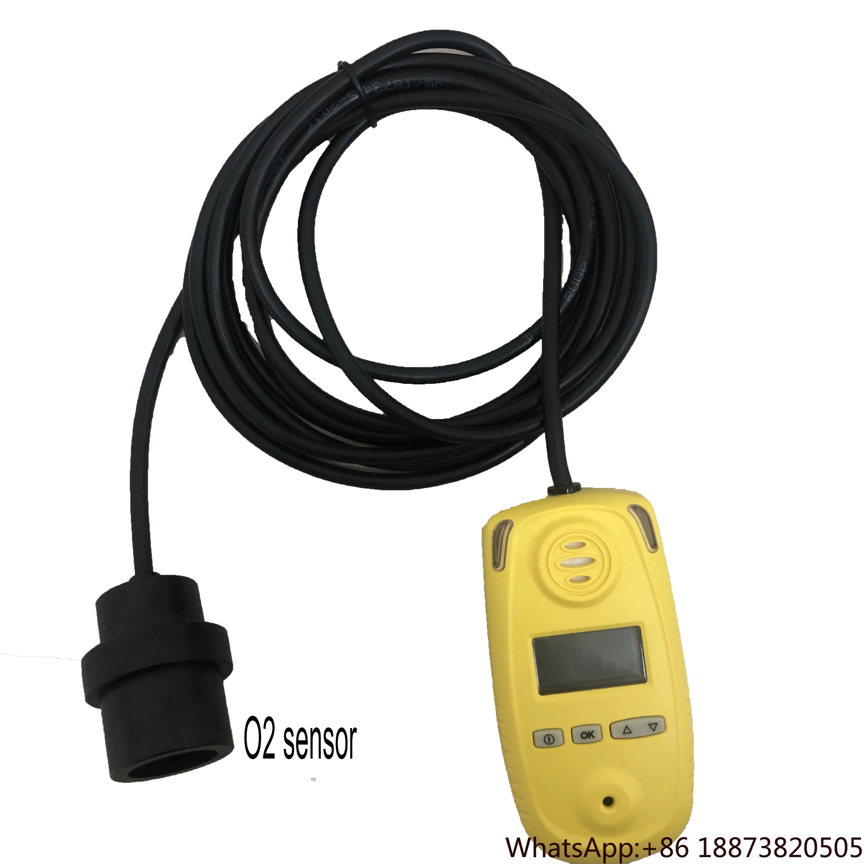 Portable Oxygen gas detectors for confined space, 100%VOL O2 gas leak analyzer meter with long cable O2 sensor