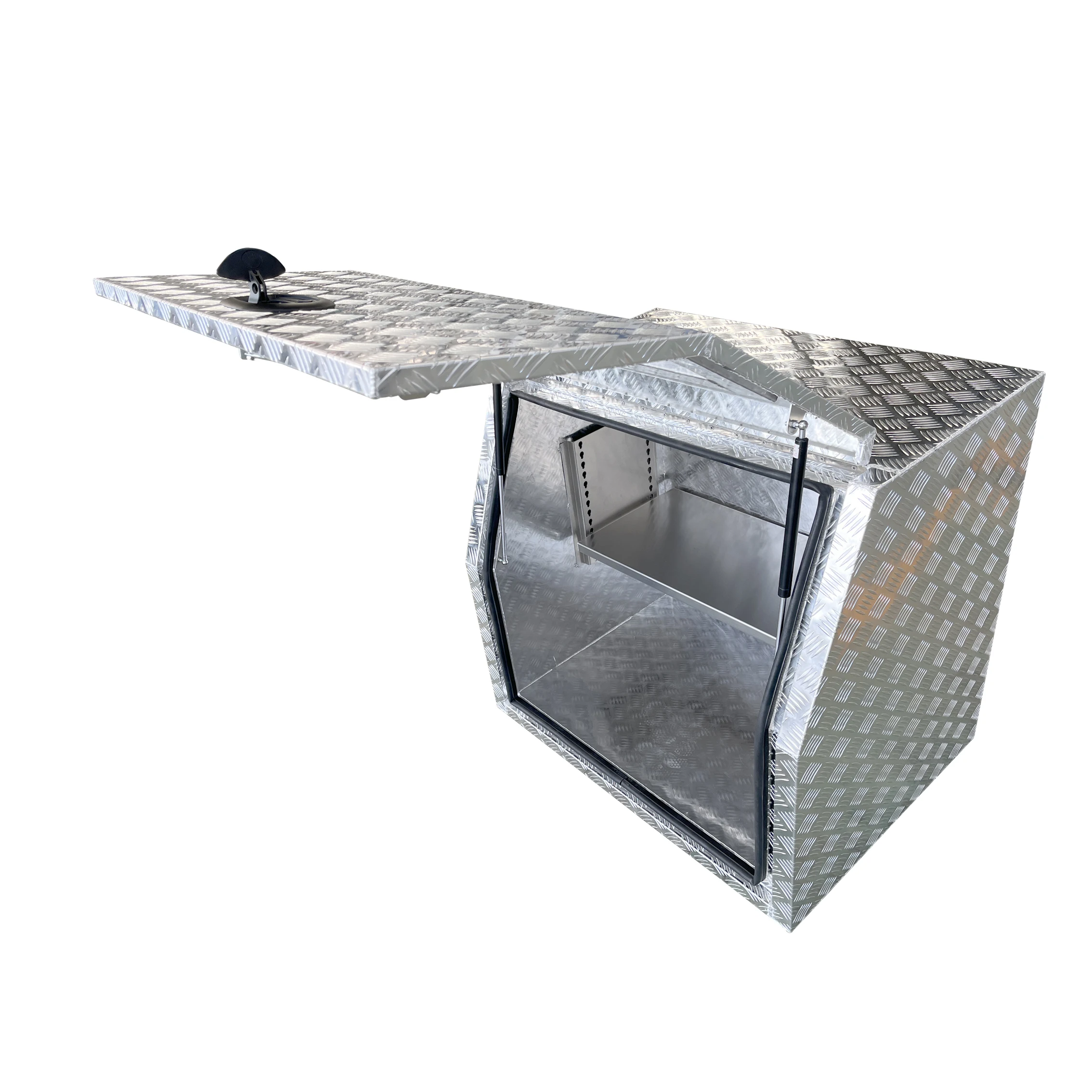 1400*600*1200 Mm Custom Aluminum Dual Cab Ute Tray And Canopy With Movable Shelves For Pickup And Trailer