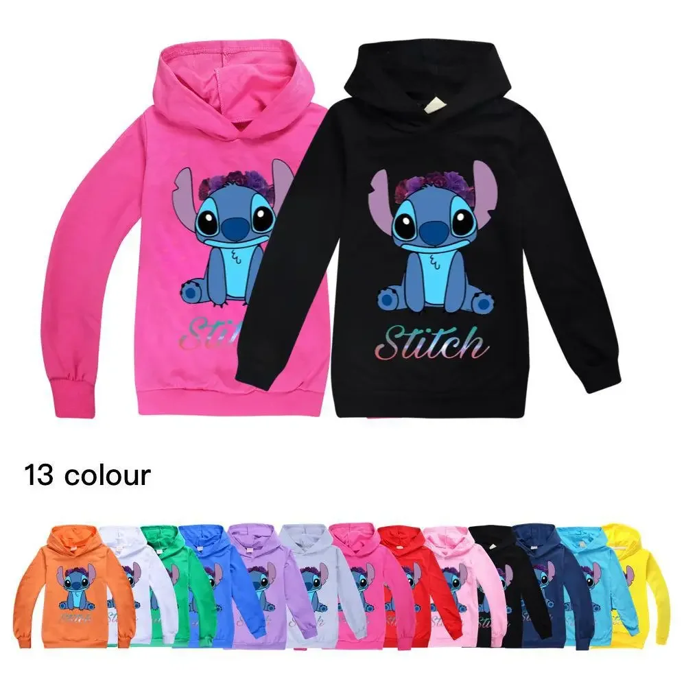 

MINISO Disney Fashionable Casual Children's Clothing Cute Stitch Hooded Tops for Boys and Girls Sweatshirts