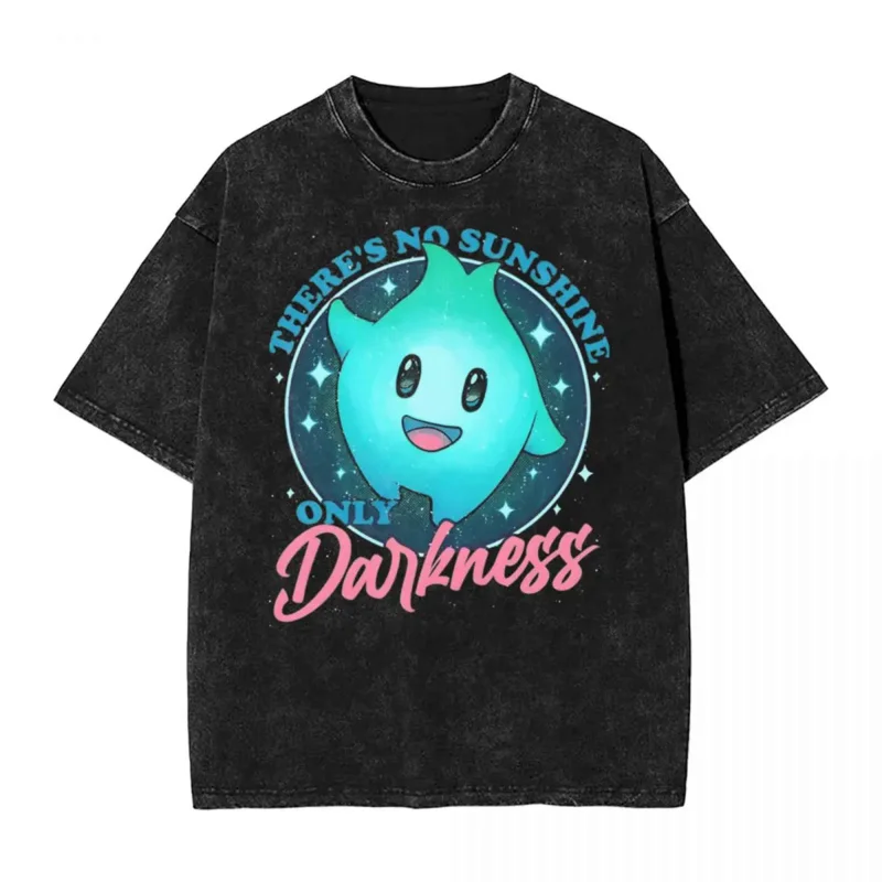 Lumalee There's No Sunshine Only Darkness Washed T Shirts Streetwear Hip Hop Vintage T-Shirts Tee Shirt for Men Women Oversize