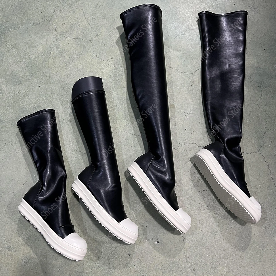 Goddess Boots Pleated Inverted Boots Stretch Boots Knee High Sheepskin Boots Casual Men's And Women's Shoes Brand Couple Flat