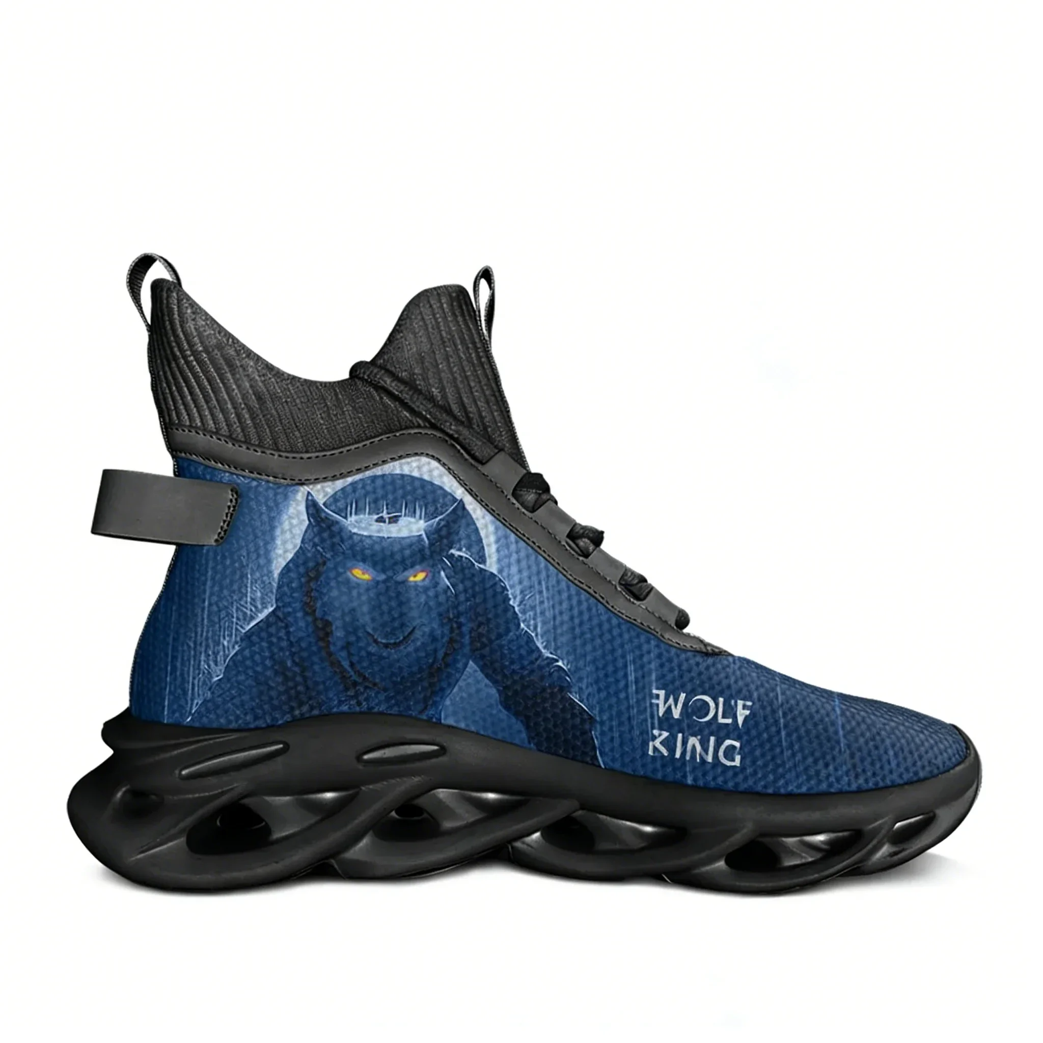 

Кроссовки Wolf King High Top Flats: мужские и женские спортивные кроссовки высокого качества, модные повседневные кроссовки на шнуровке, сетчатая обувь, индивидуальный дизайн.