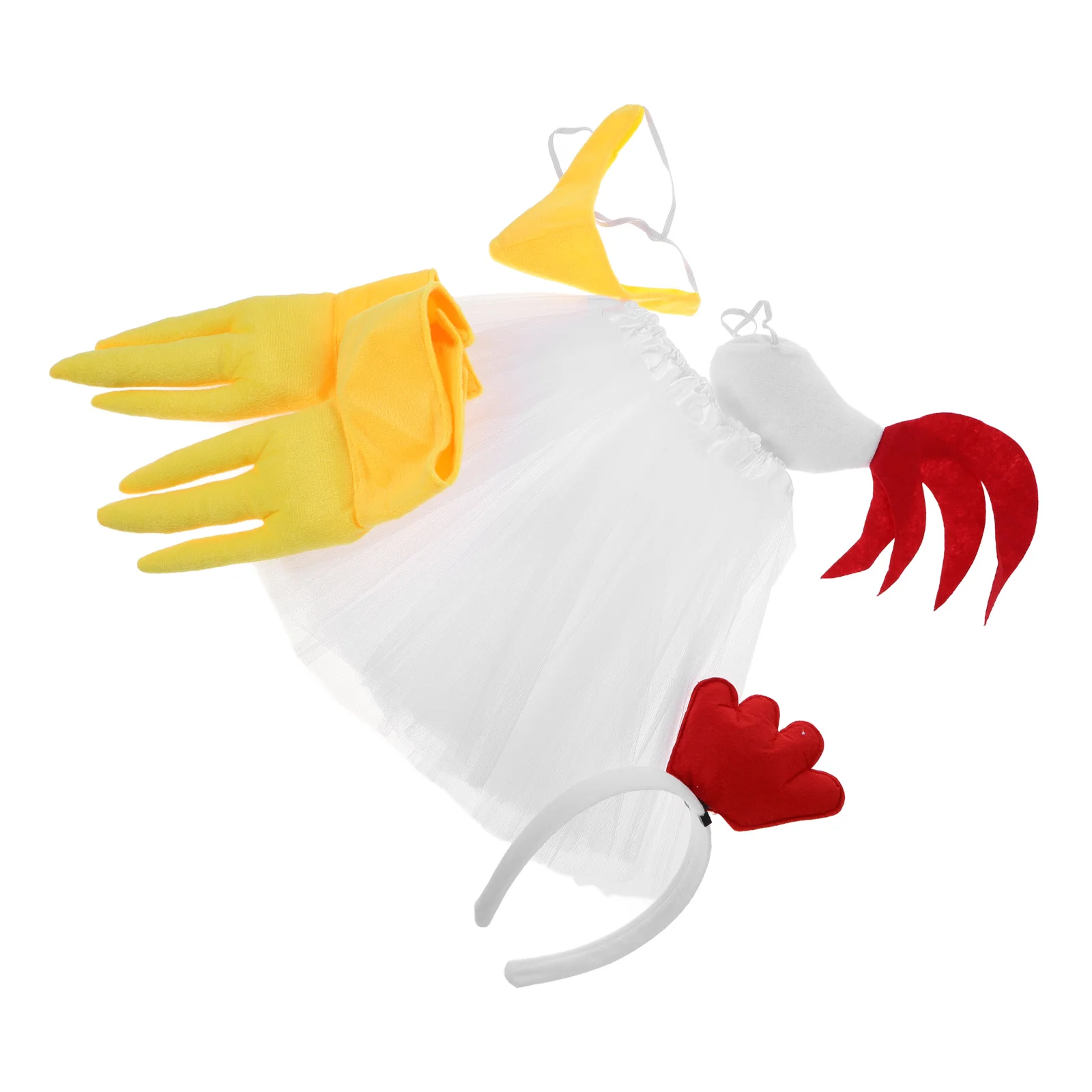 

1 set White Feathered Chicken Headdress Headband Animal Costume Party Women Rooster Accessories Halloween Cosplay Chick Set