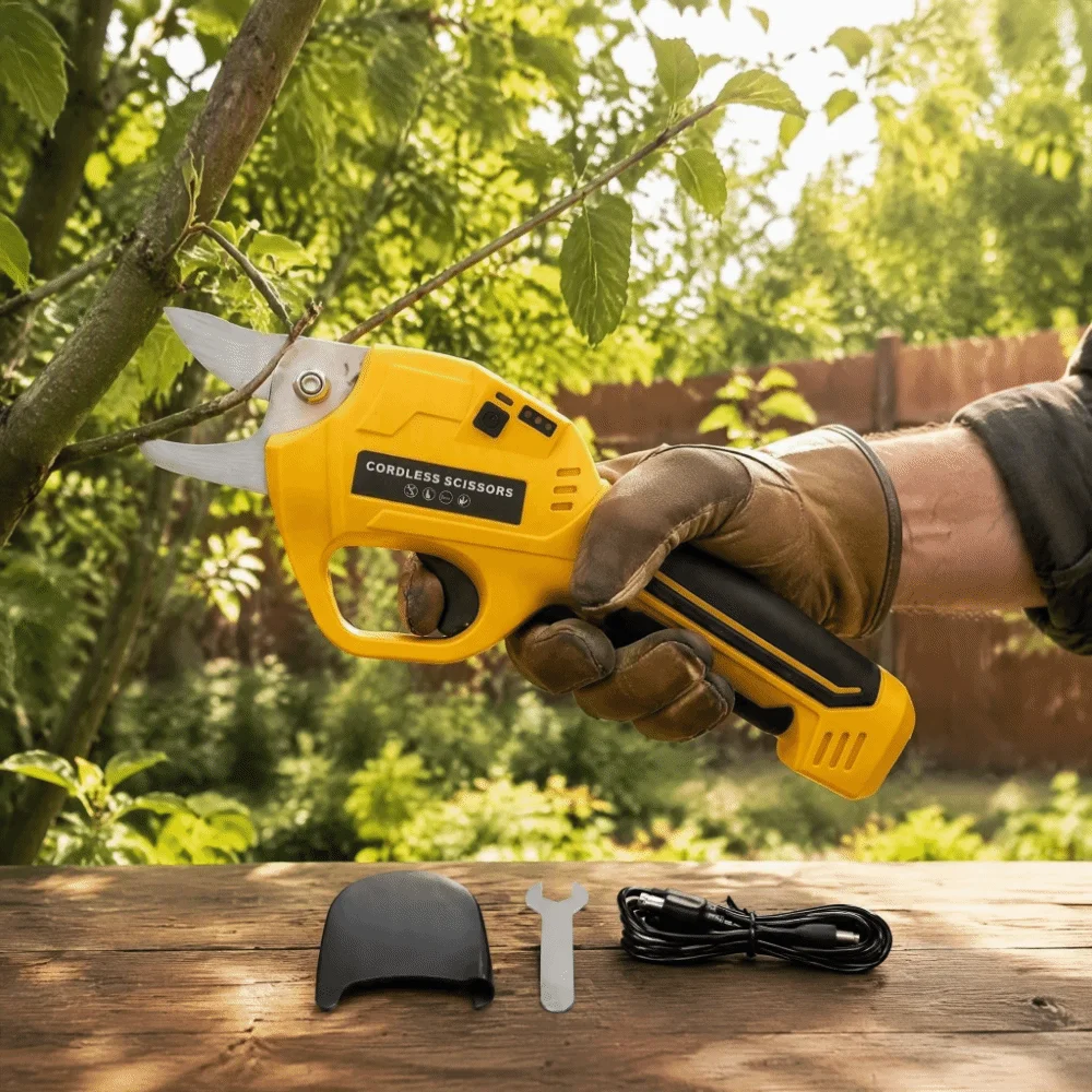 Rechargeable Electric Pruning Shears Li‑ion Battery 30Mm Cutting Electric Pruner Cordless Heavy‑Duty Garden Trimmer Branch