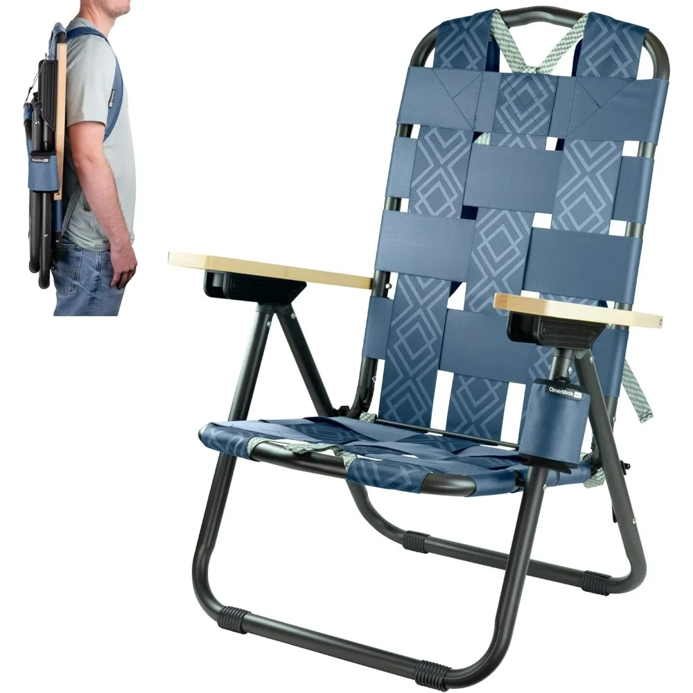 

Sequoia Folding Backpack Chair; 5 Recline Position Chairs Great for Beach, Camping, and Picnics; Made from Recycled Beach Chair