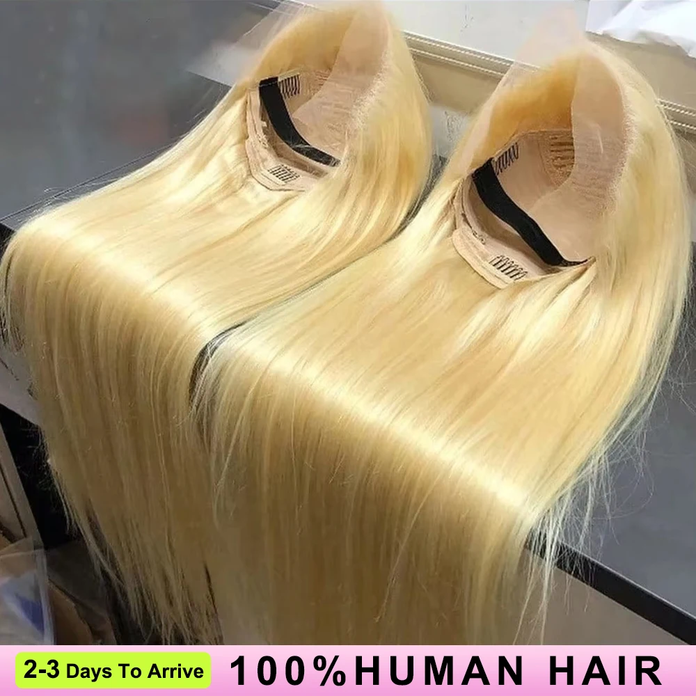 Peluca Frontal de encaje de cabello humano Rubio liso 613 de 50 pulgadas pelucas frontales de encaje Rubio transparente 13x6 peluca de cabello humano prearrancado