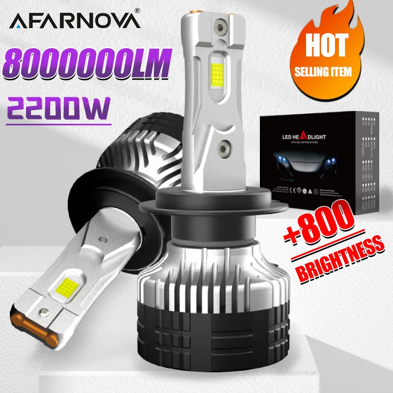 

2200W LED Car Headlights Canbus H7 H4 H1 9006 H11 9005 H3 Super Bright Auto Light High Low Beam LED Fog Light Bulb White 6000K