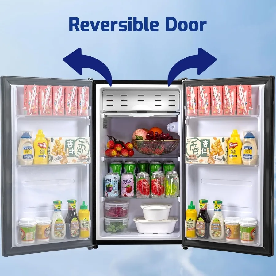 ثلاجة مدمجة بباب واحد 3.2 قدم مكعب مع فريزر لمكتب النوم والمساحات الصغيرة: 110 فولت 7 مستويات ترموستات قابل للتعديل Ul