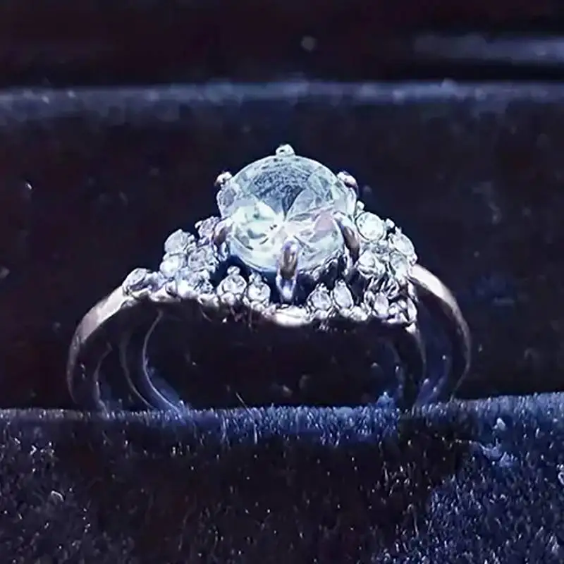 Huitan Ästhetischer Ring, 2 Teile/satz, Hochzeits-Party-Zubehör, eingelegter funkelnder CZ-frischer zierlicher Fingerschmuck für die tägliche Verlobung