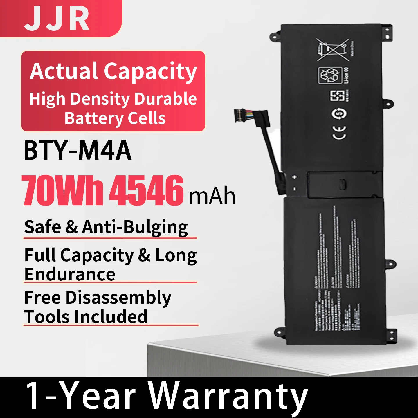 BTY-M4A 70Wh/4546mAh 15.4V Replacement Laptop Battery for MSI Summit E14 Flip Evo A12MT