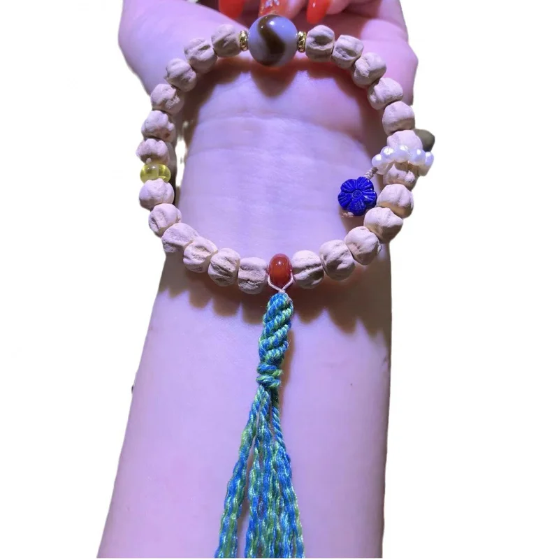 Passion Fruit Seed Cacumen Platycladi Bracelet Tiger Tooth Tibet Beads Beeswax Lapis Lazuli Women's Jewelry