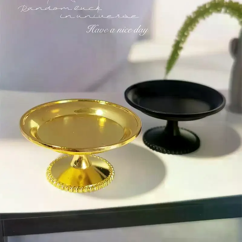 

Pretend Play Food Accessories Toy 1Pcs Miniature Metal Fruit Snack Tray Dollhouse Cake And Pastry Tray/Dim Sum Dish Model