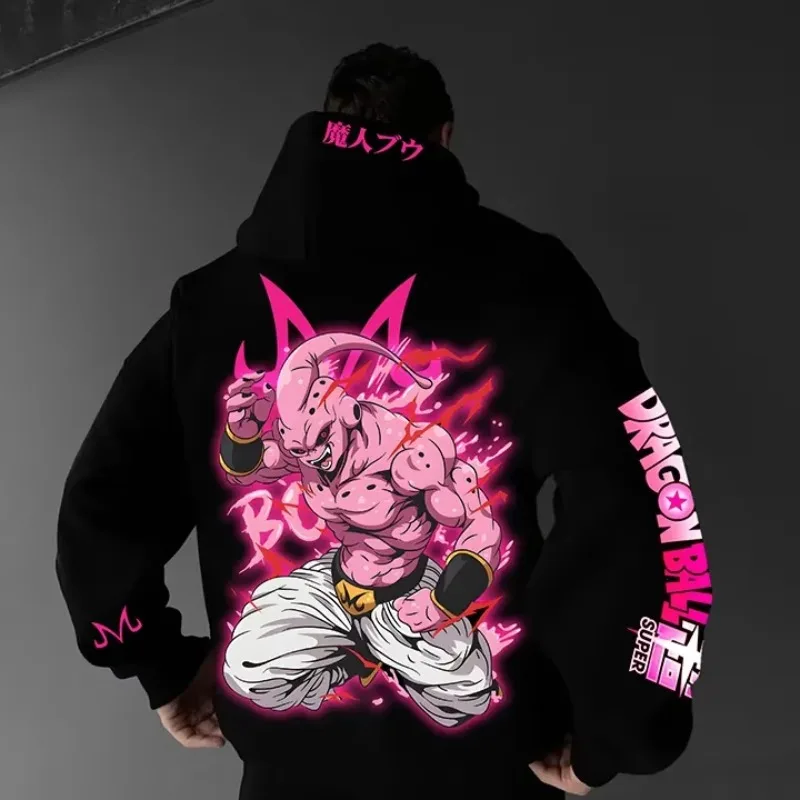 Dragon Ball Anime Handbemalter bedruckter Kapuzenpullover 2025, Herbst/Winter, Unisex, Straßenkleidung, lässig, lockerer Pullover, vielseitiges Oberteil