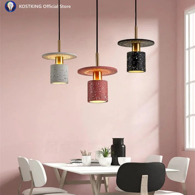 New Brick Red Terrazzo Pendant Light Nordic Modern Minimalist Restaurant Bar, Milk Tea Shop Decoration Pendant Light
