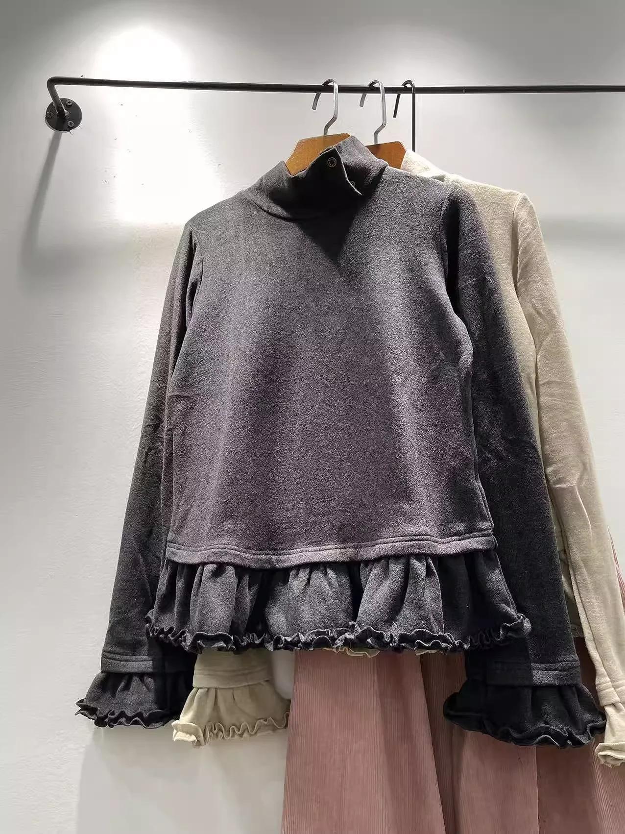 

Japanese mori girl autumn winter pure cotton original long sleeve shirt for women pullover stringy selvedge patchwork shirts