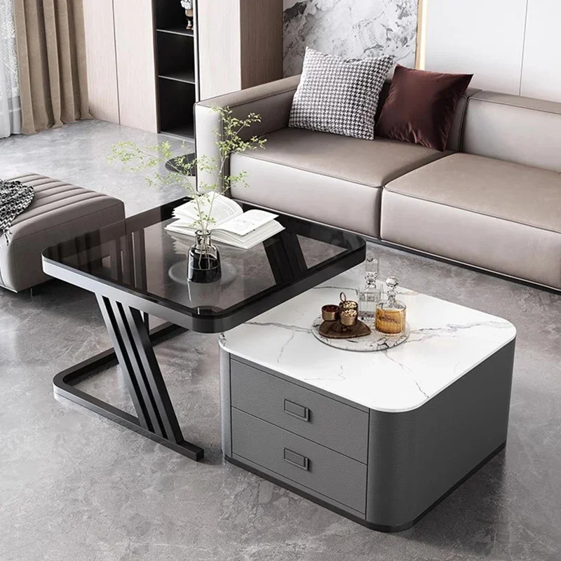 New Nodel Square Minimalist Coffee Table Modern Light Luxury Trendy Sintered Stone Tea Desk Meubles Pour LaMaison Home Furniture