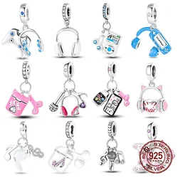 925 Sterling Silver Game Music Headphones Series Charms Fit Pandora 925 Original Beads Bracelet for Women Jewelry gift making