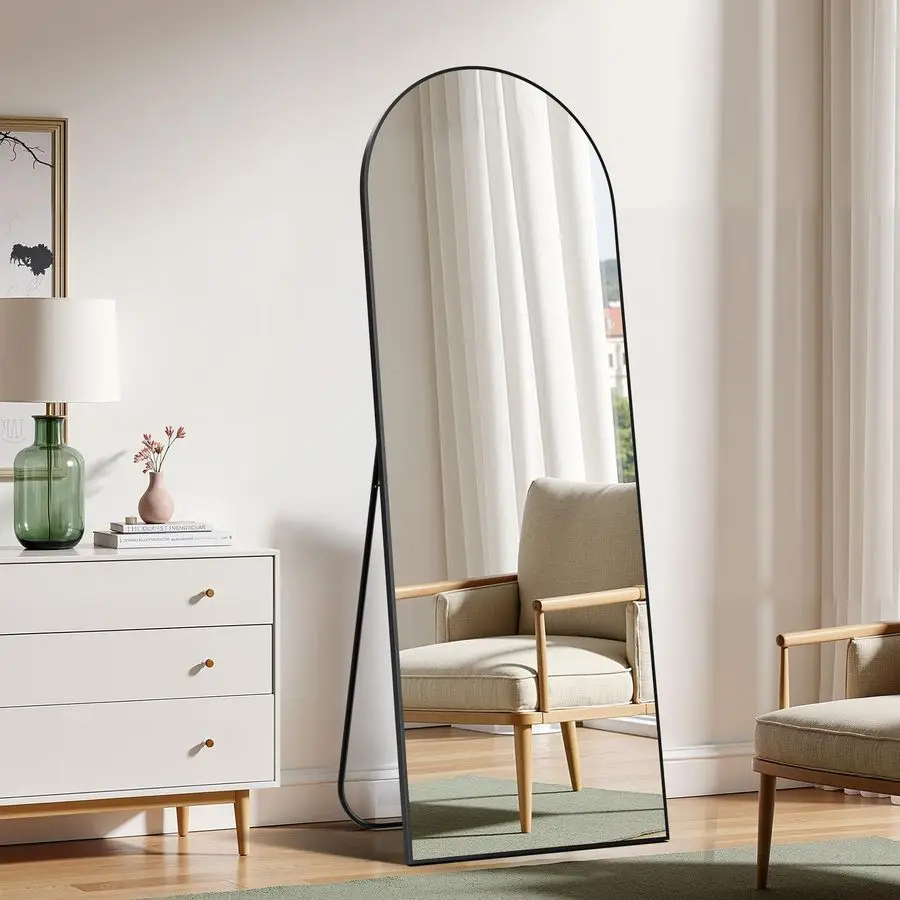 

Arched Wall Mirror Full Length, 59x16 Floor Mirror with Stand, Wall Mounted Mirror for Bedroom, Full Length Body Floor,Black