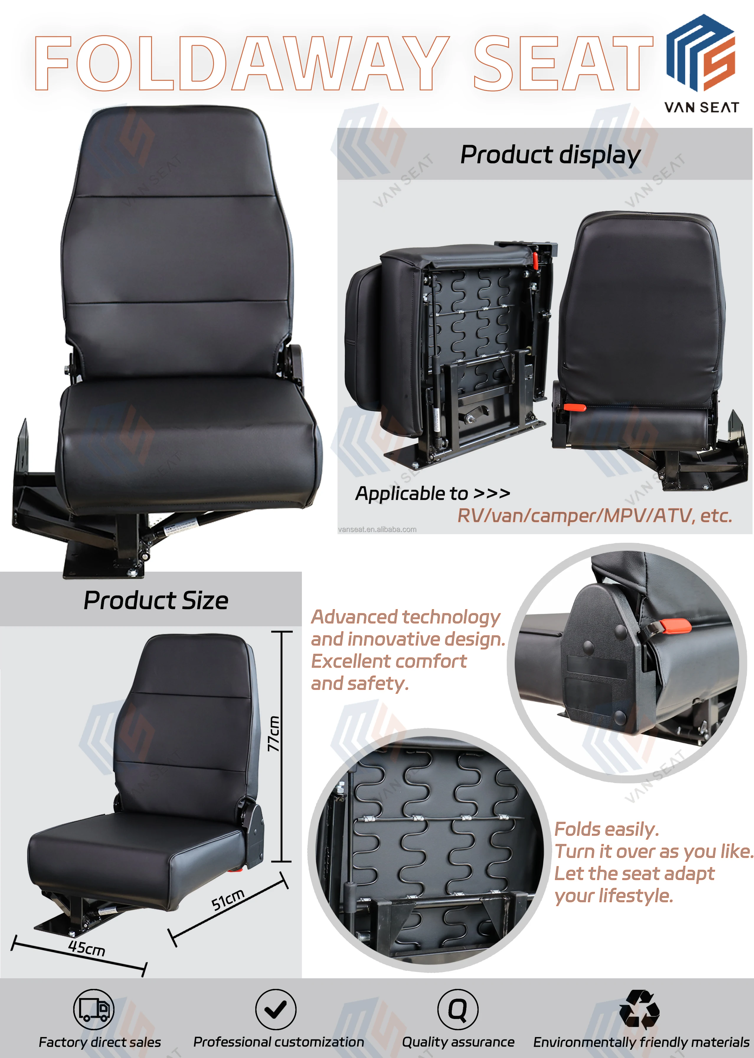 Low Price Wholesale Flip Fold Bus Seat Reversible High Back coach Bus Seat Camper Seats  for toyota coaster