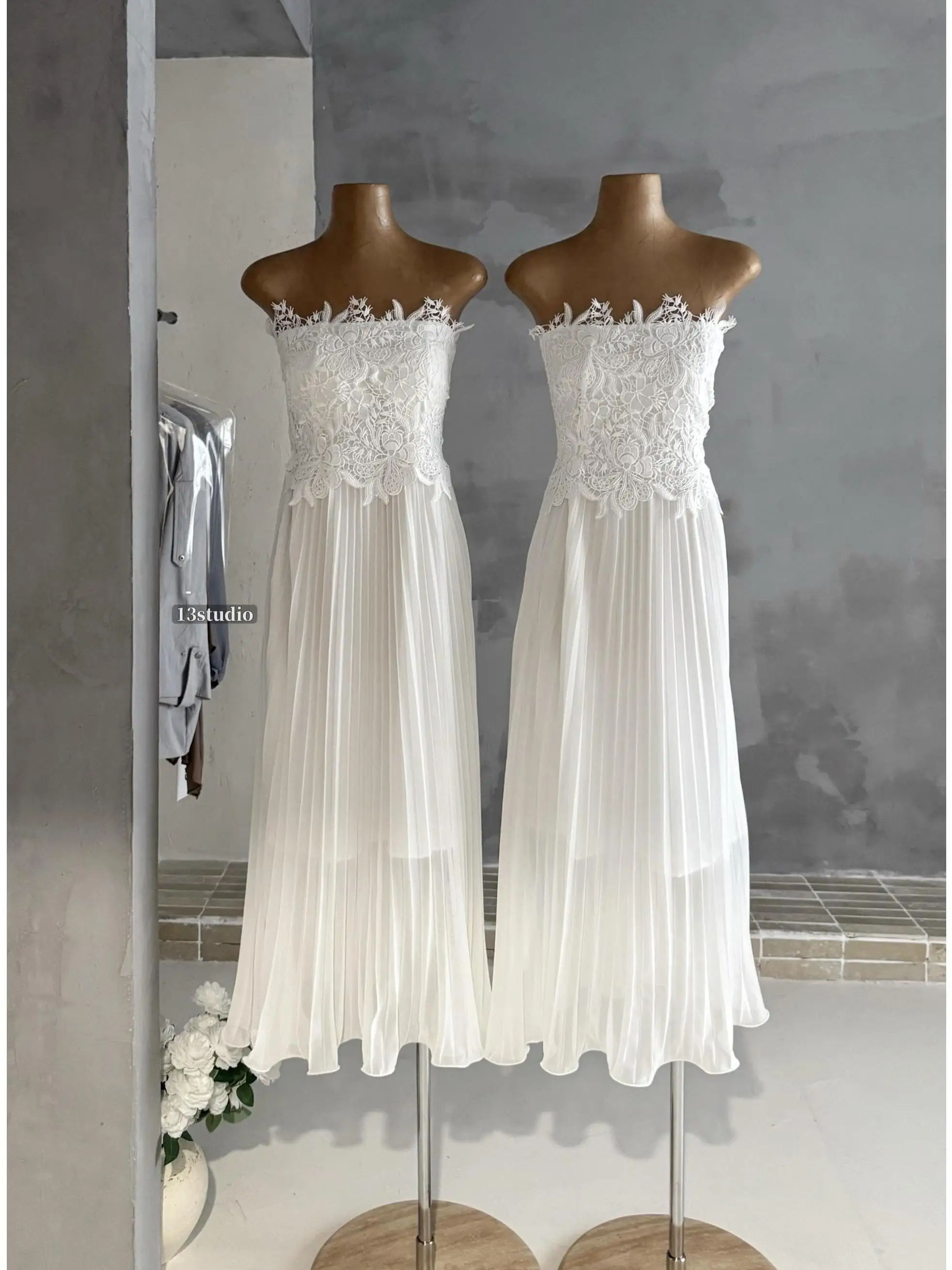 

Elegant Pure Dream Flower Bride High-End Sensation Strapless Dress Women's Evening Gown Long Dress Female Fashion Citywalk