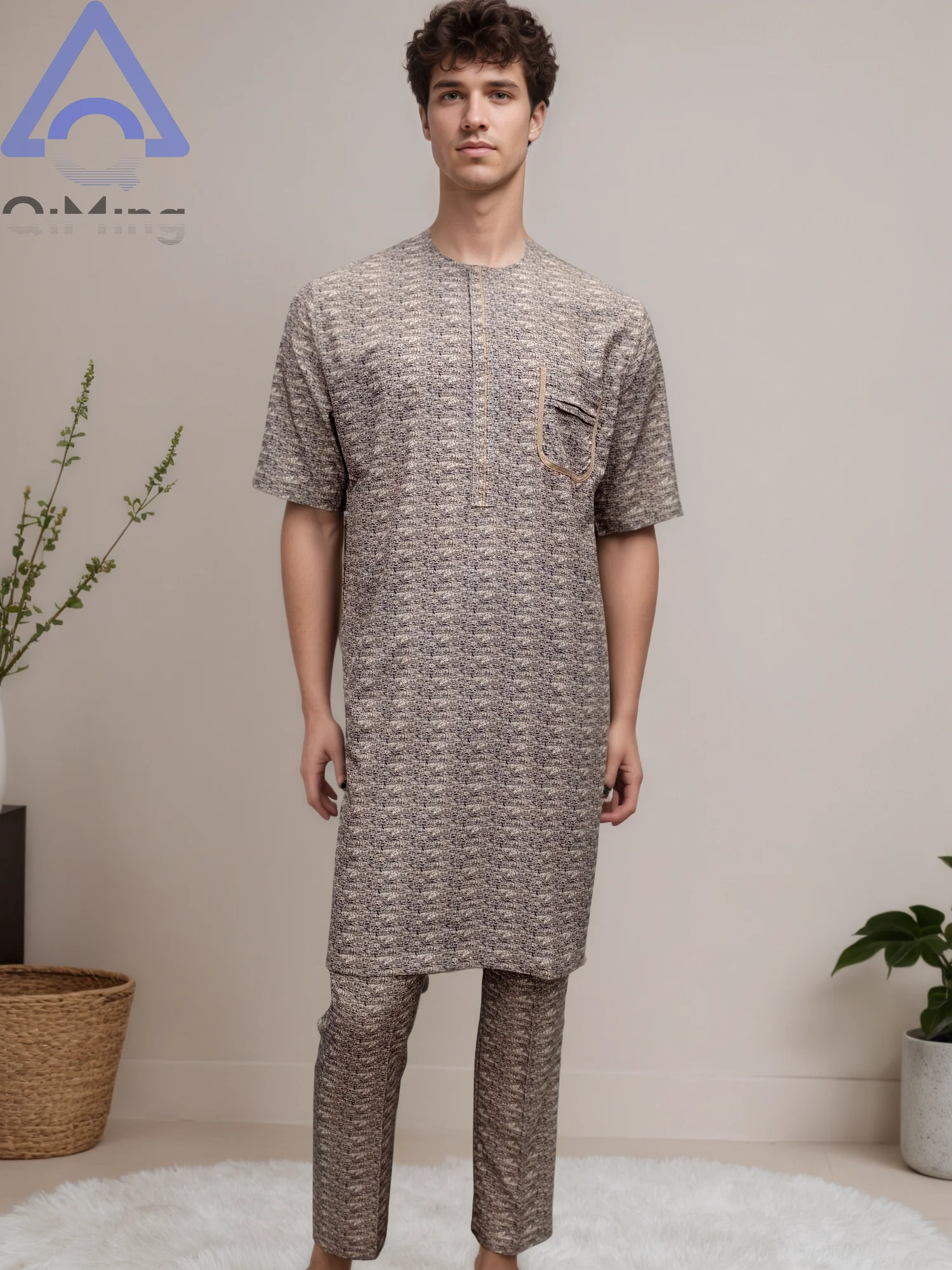 Estate musulmana a buon mercato Plus Size Ihram Kurtas da uomo Set di abbigliamento Vendite Islamico Saudita Abaya Arabo Abito Afghani Stampa Indossare Abito