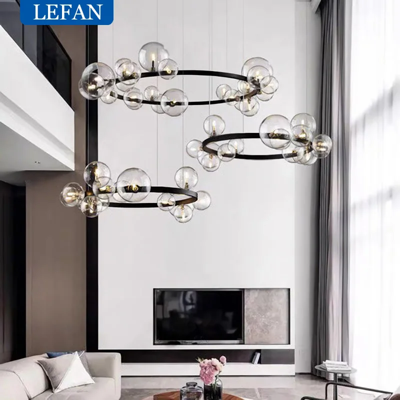 estilo nordico modern ring glass ball led candelabro living sala de jantar cozinha estudo gloss home design decoracao interior lampadas 01