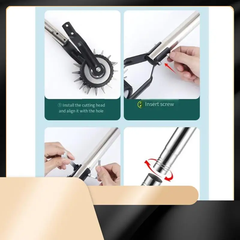 

X40A_XA-Wheel Rotary Edger, Manual Edger Lawn Tool,Adjustable Length With Sturdy 4-Section Stainless Steel Lawn Edger Tool