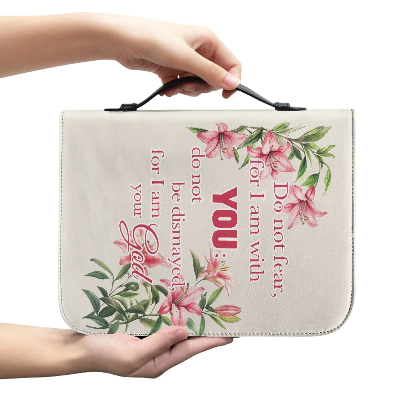 XIXIRIMIDO Pink Lily Bible Verse Lightweight Bible Bag for Study PU Leather Bible Book Covers 2026 Collection