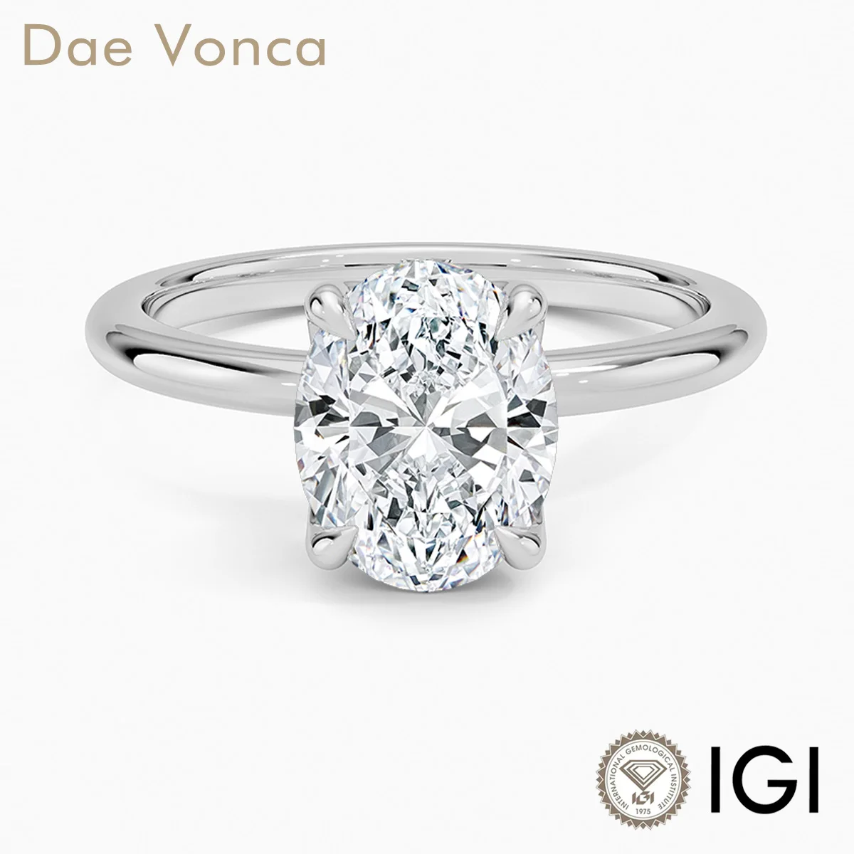 1.0-3.0ct Oval Shape Lab Diamond PT950/14K/18K White Gold Classic Design Solitaire Wedding Ring for Women