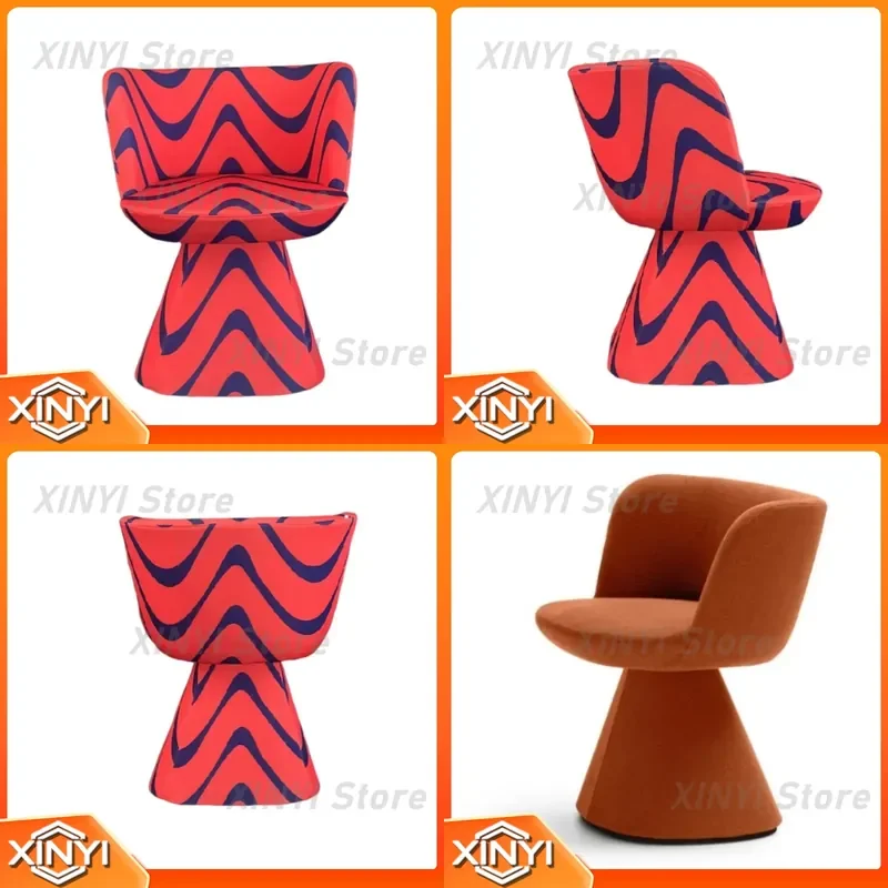 Simple Nordic Light Luxury Styling Cotton Modern Rotatable Dining Chair for Restaurant Hotel Home Living Room Leisure Use