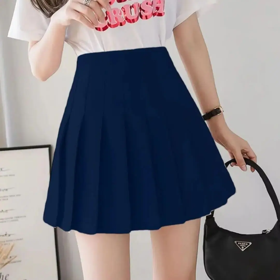 2026 Summer New High Waist Slimming Solid Color A-line Skirt Women's Fashion Sports Tennis Badminton Academy Style pleated skirt