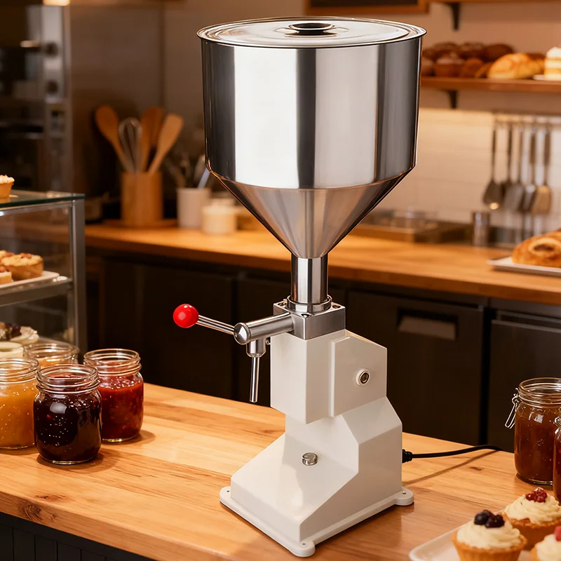 

Small Manual Liquid Filling Machine with 10L Hopper Liquid Dispenser with 4 mm/8 mm 2 Nozzles for Honey Paste Oil Bottle Filler